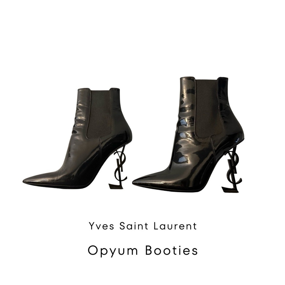 Yves Saint Laurent Glossy Black Opyum Booties